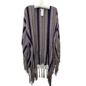 FREE PEOPLE | Fiesta Shimmer Fringe Kimono Cardigan Open Front Boho | One Size